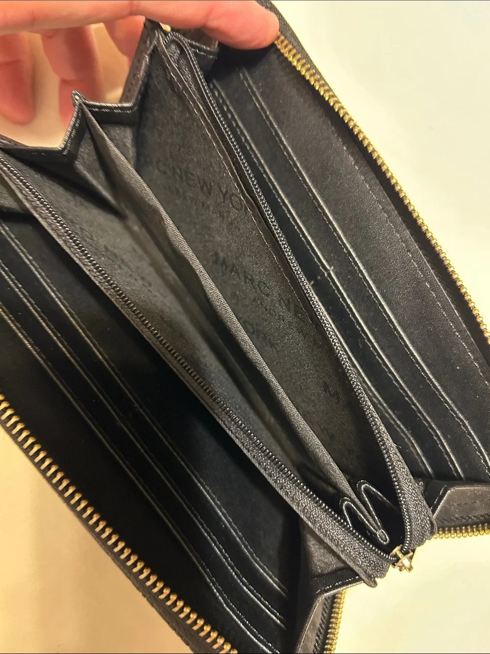 Marc New York Black Floral Embossed Zip Wallet